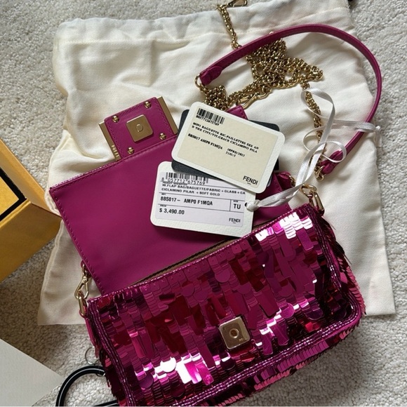 Fendi Shimmering Pink Sequin Shoulder Bag - Picture 3 of 4
